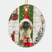 Pekingese Dog Kerstmis Keramisch Ornament (Links)