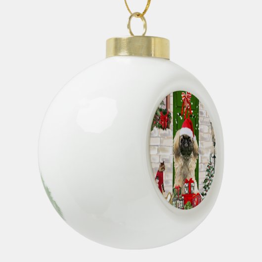 Pekingese Dog Kerstmis Keramische Bal Ornament (Links)