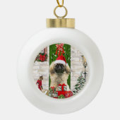 Pekingese Dog Kerstmis Keramische Bal Ornament (Voorkant)