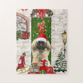 Pekingese Dog Kerstmis Legpuzzel (Verticaal)