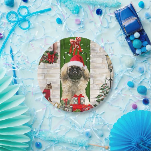 Pekingese Dog Kerstmis Papieren Bordje (Feest)