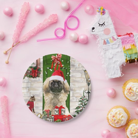 Pekingese Dog Kerstmis Papieren Bordje (Feest)