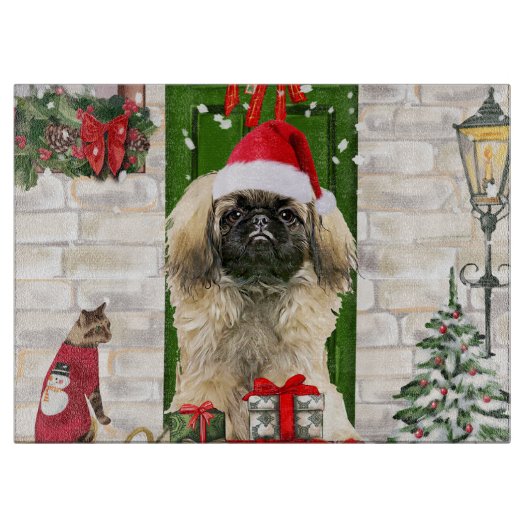 Pekingese Dog Kerstmis Snijplank (Voorkant)