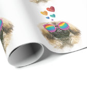 Pekingese Dog met harten Valentijnsdag Cadeaupapier (Rol Hoek)