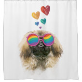 Pekingese Dog met harten Valentijnsdag Douchegordijn (Voorkant)