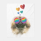 Pekingese Dog met harten Valentijnsdag Fleece Deken (Voorkant)
