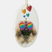 Pekingese Dog met harten Valentijnsdag Keramisch Ornament (Rechts)