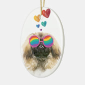 Pekingese Dog met harten Valentijnsdag Keramisch Ornament (Links)
