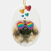 Pekingese Dog met harten Valentijnsdag Keramisch Ornament (Achterkant)