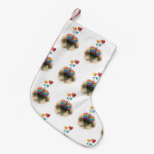 Pekingese Dog met harten Valentijnsdag Kleine Kerstsok (Voorkant (Hangend))