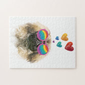 Pekingese Dog met harten Valentijnsdag Legpuzzel (Horizontaal)