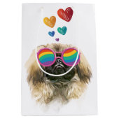 Pekingese Dog met harten Valentijnsdag Medium Cadeauzakje (Voorkant)