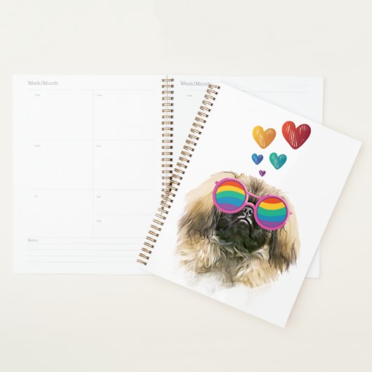 Pekingese Dog met harten Valentijnsdag Planner (Display)