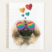 Pekingese Dog met harten Valentijnsdag Planner (Voorkant)
