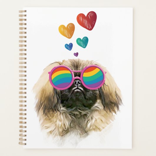 Pekingese Dog met harten Valentijnsdag Planner (Voorkant)