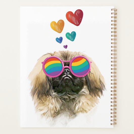 Pekingese Dog met harten Valentijnsdag Planner (Achterkant)