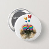 Pekingese Dog met harten Valentijnsdag Ronde Button 5,7 Cm (Voorkant /achterkant)