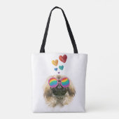 Pekingese Dog met harten Valentijnsdag Tote Bag (Achterkant)