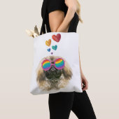Pekingese Dog met harten Valentijnsdag Tote Bag (Dichtbij)