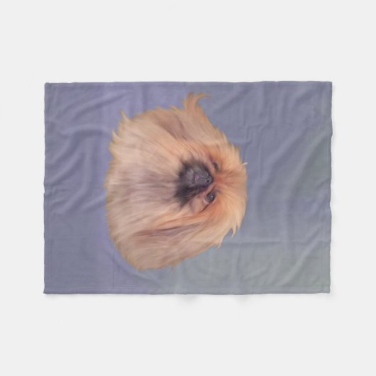 Pekingese Dog op blauw Fleece Deken (Voorkant (Horizontaal))