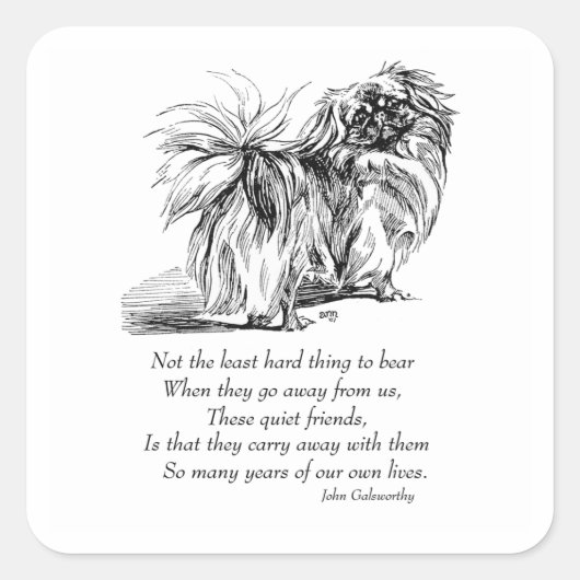 Pekingese Dog Rainbow Bridge Vierkante Sticker (Voorkant)