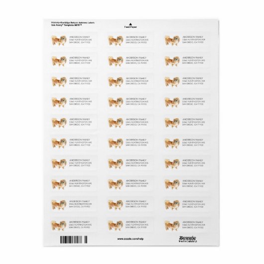 Pekingese Dog Return Address Label (Full Sheet)