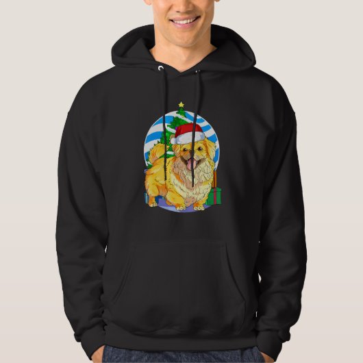 Pekingese Dog Santa Kerstboom Decor Hoodie (Voorkant)