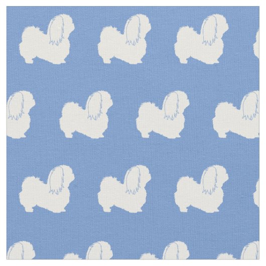 Pekingese Dog Silhouette Light Blue Stof (Close Up)