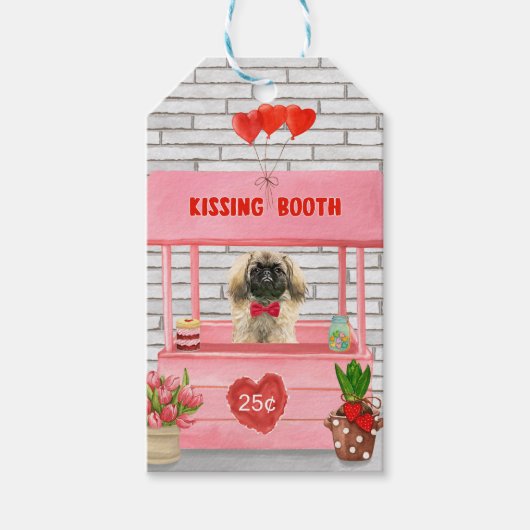 pekingese Dog Valentijnsdag Kissing Booth Cadeaulabel (Voorkant)