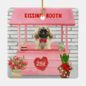 pekingese Dog Valentijnsdag Kissing Booth Keramisch Ornament (Achterkant)