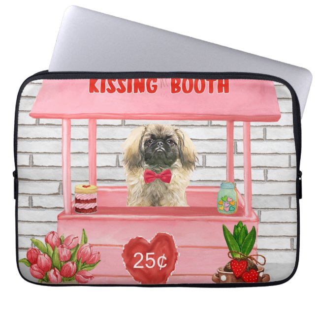 pekingese Dog Valentijnsdag Kissing Booth Laptop Sleeve (Voorkant)