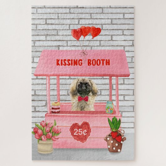 pekingese Dog Valentijnsdag Kissing Booth Legpuzzel (Verticaal)
