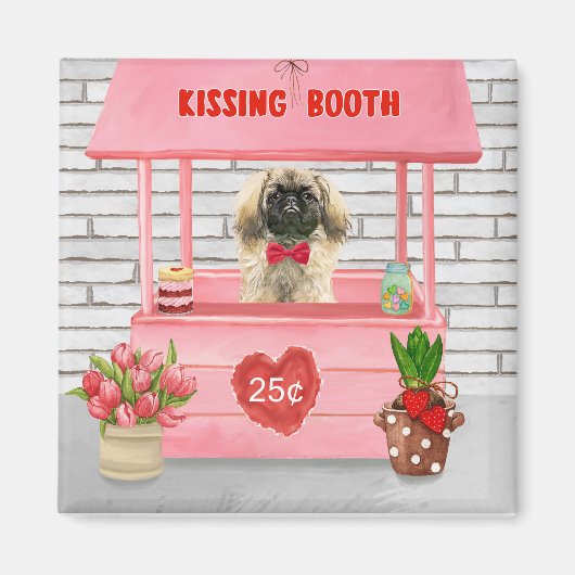 pekingese Dog Valentijnsdag Kissing Booth Magneet (Voorkant)