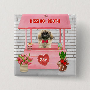 pekingese Dog Valentijnsdag Kissing Booth Vierkante Button 5,1 Cm