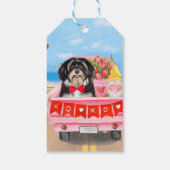 Pekingese Dog Valentijnsdag Truck Hearts Cadeaulabel (Achterkant)