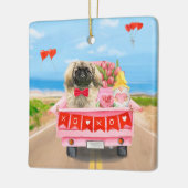 Pekingese Dog Valentijnsdag Truck Hearts Keramisch Ornament (Links)