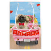Pekingese Dog Valentijnsdag Truck Hearts Medium Cadeauzakje (Voorkant)