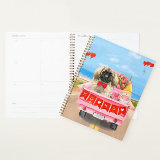 Pekingese Dog Valentijnsdag Truck Hearts Planner (Display)