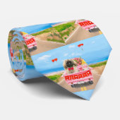 Pekingese Dog Valentijnsdag Truck Hearts Stropdas (Opgerold)