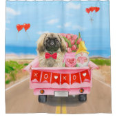 Pekingese Dog Valentijnsdag Truck Throw Douchegordijn (Voorkant)