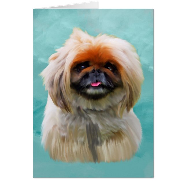 Pekingese Dog Waterverf Art Portret (Voorkant)