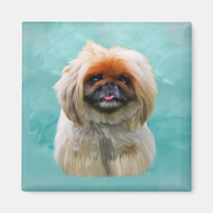 Pekingese Dog Waterverf Art Portret Magneet
