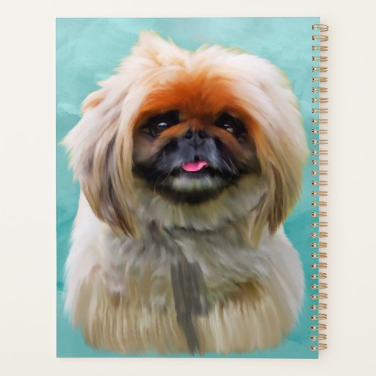 Pekingese Dog Waterverf Art Portret Planner (Achterkant)