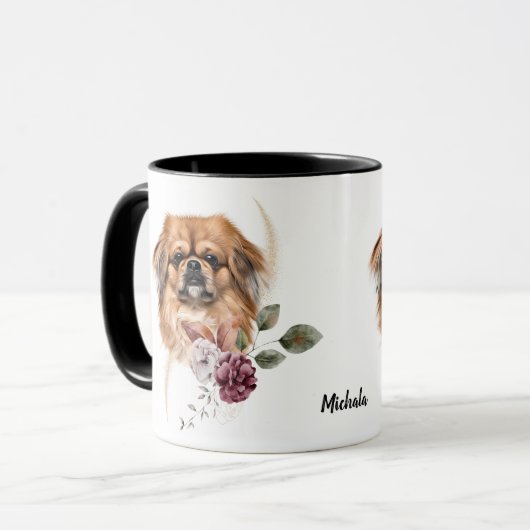 Pekingese Dog Winter Bouquet Mok (Voorkant links)
