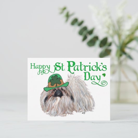 Pekingese Dogs Celebrate St. Patrick's Day Briefkaart (Staand voorkant)