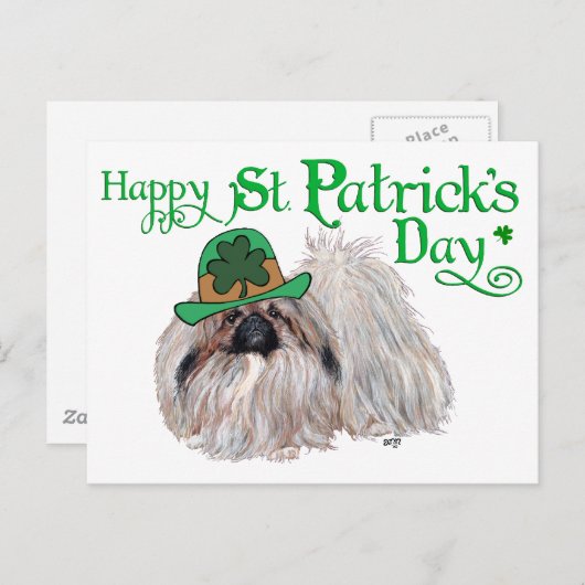 Pekingese Dogs Celebrate St. Patrick's Day Briefkaart (Voorkant / Achterkant)