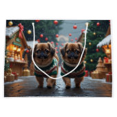 Pekingese Dogs Christmas Snow Holiday Groot Cadeauzakje (Voorkant)