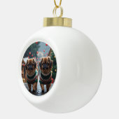 Pekingese Dogs Christmas Snow Holiday Keramische Bal Ornament (Rechts)