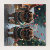 Pekingese Dogs Christmas Snow Holiday Legpuzzel (Horizontaal)