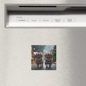 Pekingese Dogs Christmas Snow Holiday Magneet (Insitu (Vaatwasser))